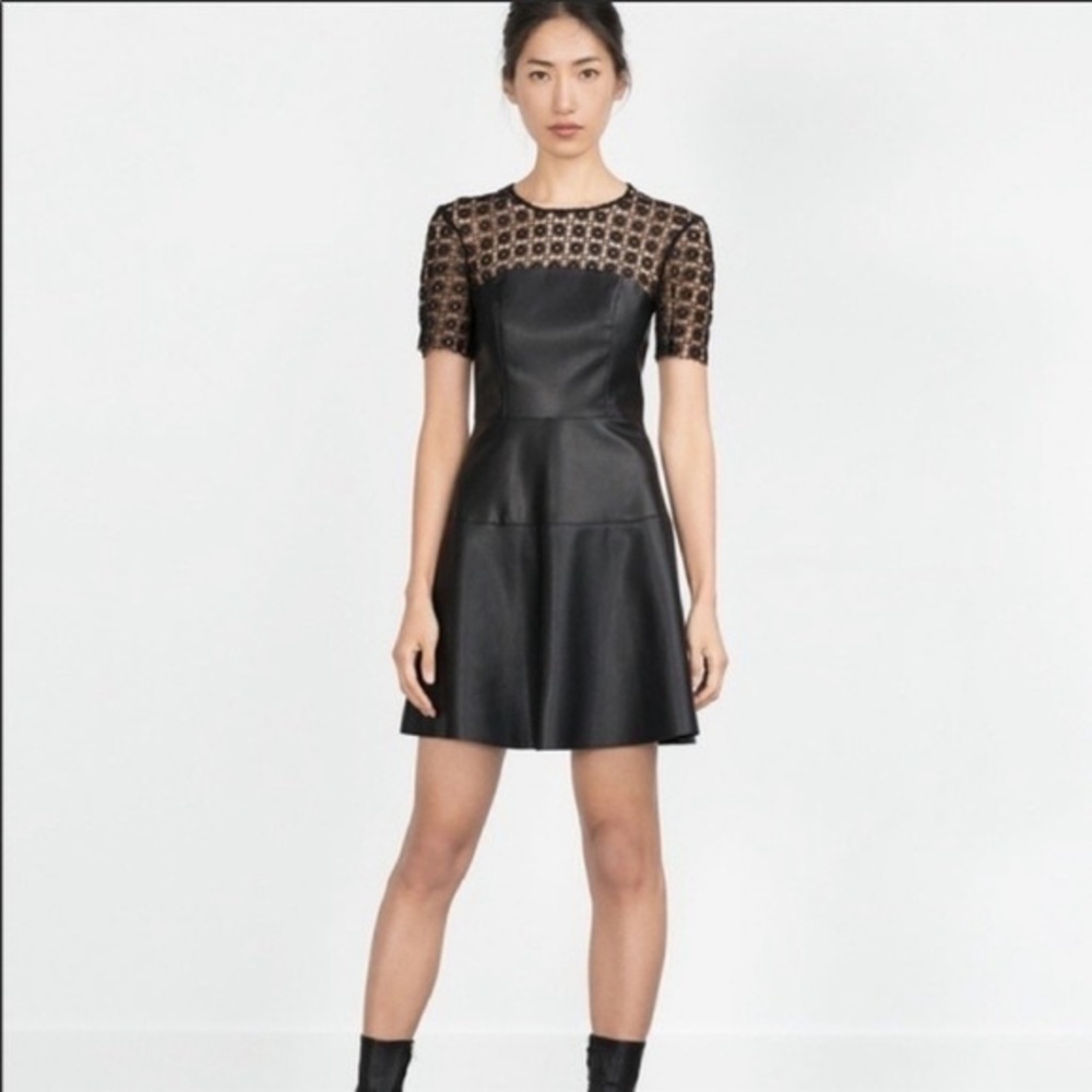 Zara crochet faux leather dress